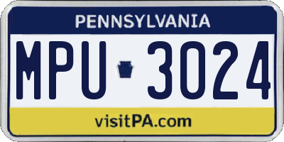 PA license plate MPU3024