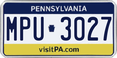 PA license plate MPU3027