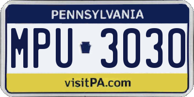PA license plate MPU3030