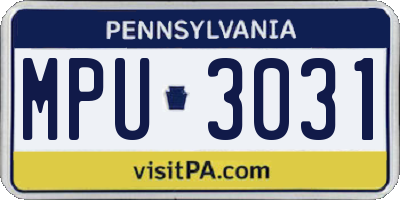 PA license plate MPU3031