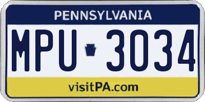 PA license plate MPU3034
