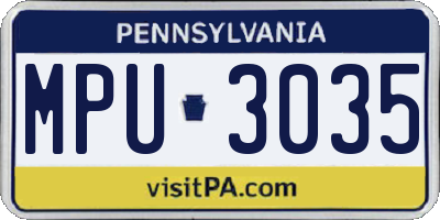 PA license plate MPU3035