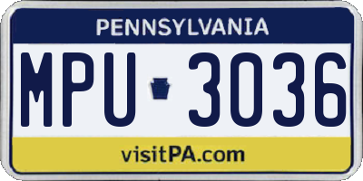 PA license plate MPU3036