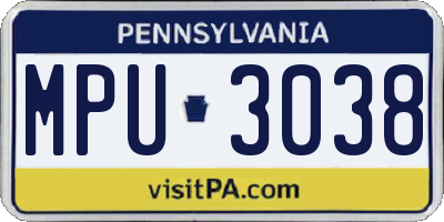 PA license plate MPU3038