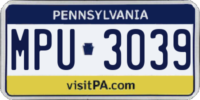 PA license plate MPU3039