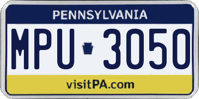 PA license plate MPU3050