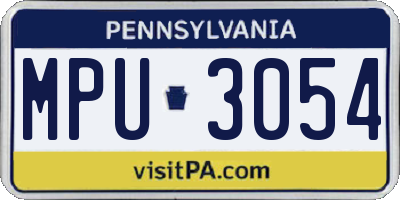PA license plate MPU3054