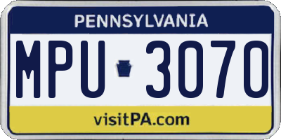 PA license plate MPU3070