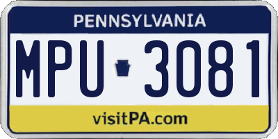 PA license plate MPU3081