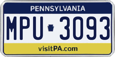 PA license plate MPU3093