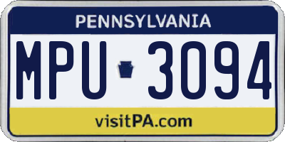 PA license plate MPU3094