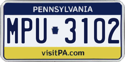 PA license plate MPU3102