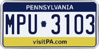 PA license plate MPU3103