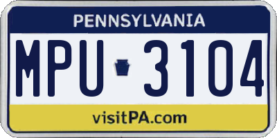 PA license plate MPU3104