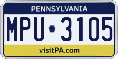 PA license plate MPU3105