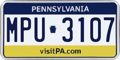 PA license plate MPU3107