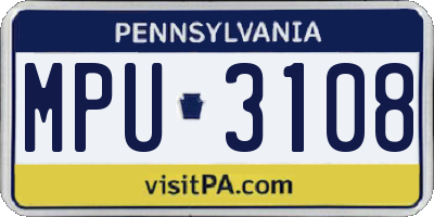 PA license plate MPU3108
