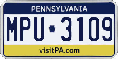 PA license plate MPU3109