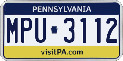 PA license plate MPU3112