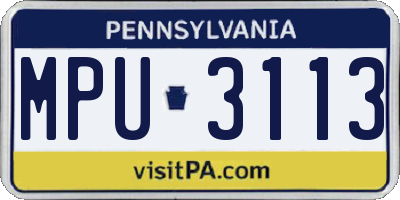 PA license plate MPU3113
