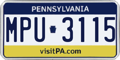 PA license plate MPU3115