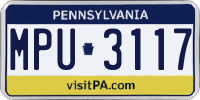 PA license plate MPU3117