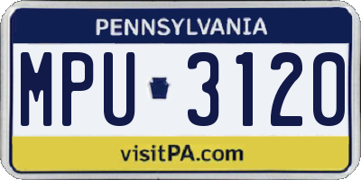 PA license plate MPU3120