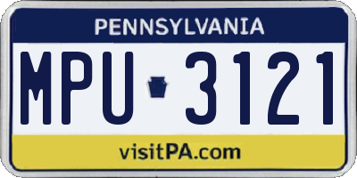 PA license plate MPU3121