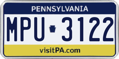 PA license plate MPU3122