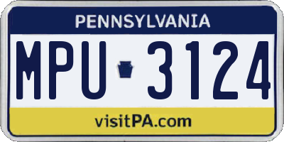 PA license plate MPU3124