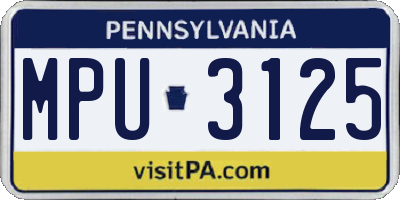 PA license plate MPU3125