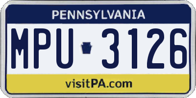PA license plate MPU3126