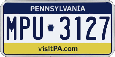 PA license plate MPU3127