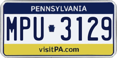 PA license plate MPU3129