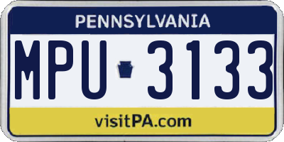 PA license plate MPU3133