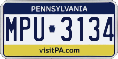 PA license plate MPU3134