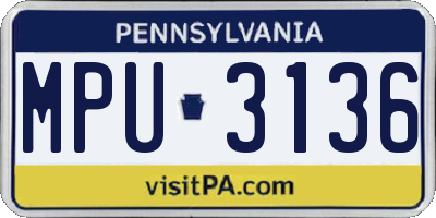 PA license plate MPU3136