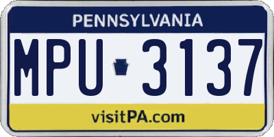 PA license plate MPU3137