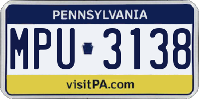 PA license plate MPU3138