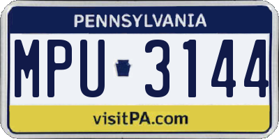 PA license plate MPU3144