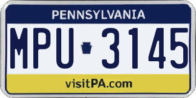 PA license plate MPU3145