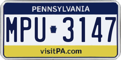 PA license plate MPU3147
