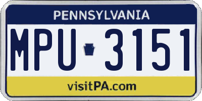 PA license plate MPU3151