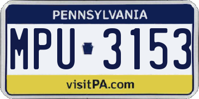 PA license plate MPU3153