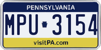 PA license plate MPU3154