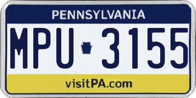 PA license plate MPU3155
