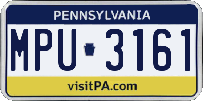 PA license plate MPU3161