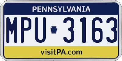 PA license plate MPU3163