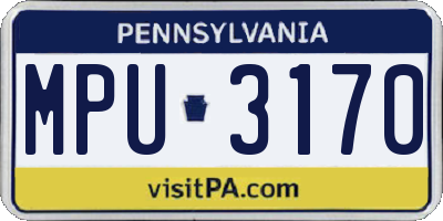 PA license plate MPU3170