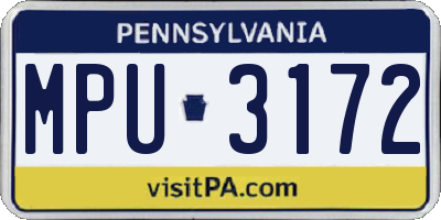 PA license plate MPU3172